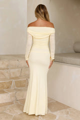 Glam Mesh Off-Shoulder Maxi Dress Yellow