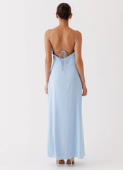 Dream Sight Lace Satin Maxi Dress - Ice Blue